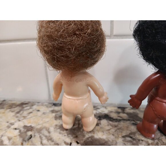 Lot Of 2 1966 EE GEE Dolls 4” EEGEE Diapers White And Black African Adorable VTG - Picture 4 of 9
